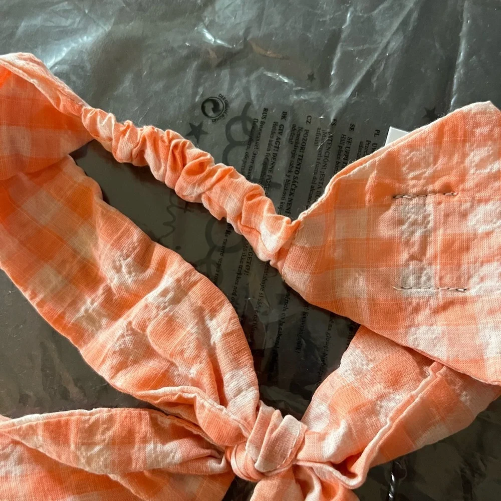 peach orange Checkered Kids Hairband Tocoto Vintage. Matching dress listed too